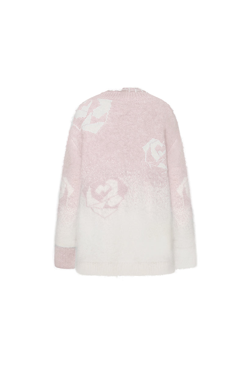 OZLN Rose Gradient Knit Cardigan(Pink) – Ozlana