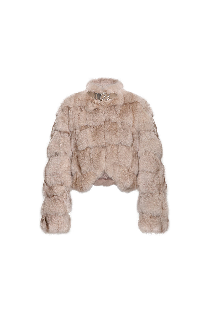 Cloud Bubble Buckle Collar Fox Fur Jacket (Dark Grey) – Ozlana