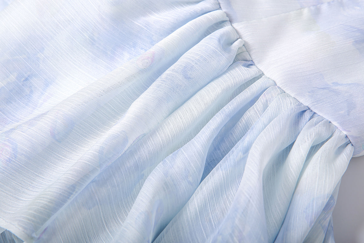 The Great Wave Halterneck Ruffle Dress(Blue) – Ozlana